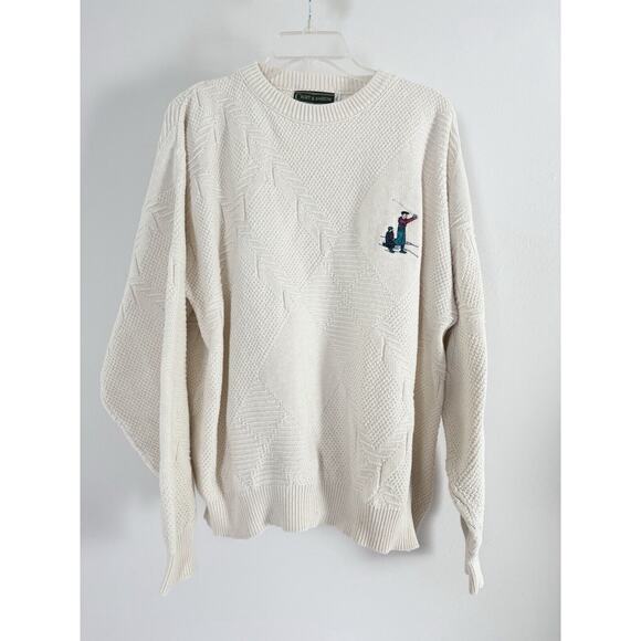 Vintage Croft And Barrow Golf Sweater Mens XL Cream Knit Crew Neck - Picture 1 of 8